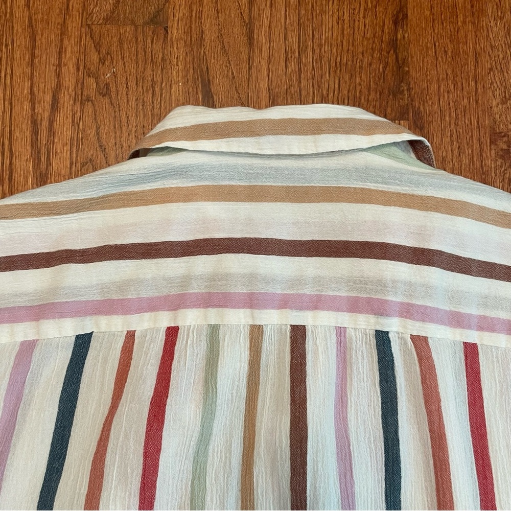 Madewell Gauze Central Tunic Shirt in Rainbow Stripe size XXS - Picture 10 of 14